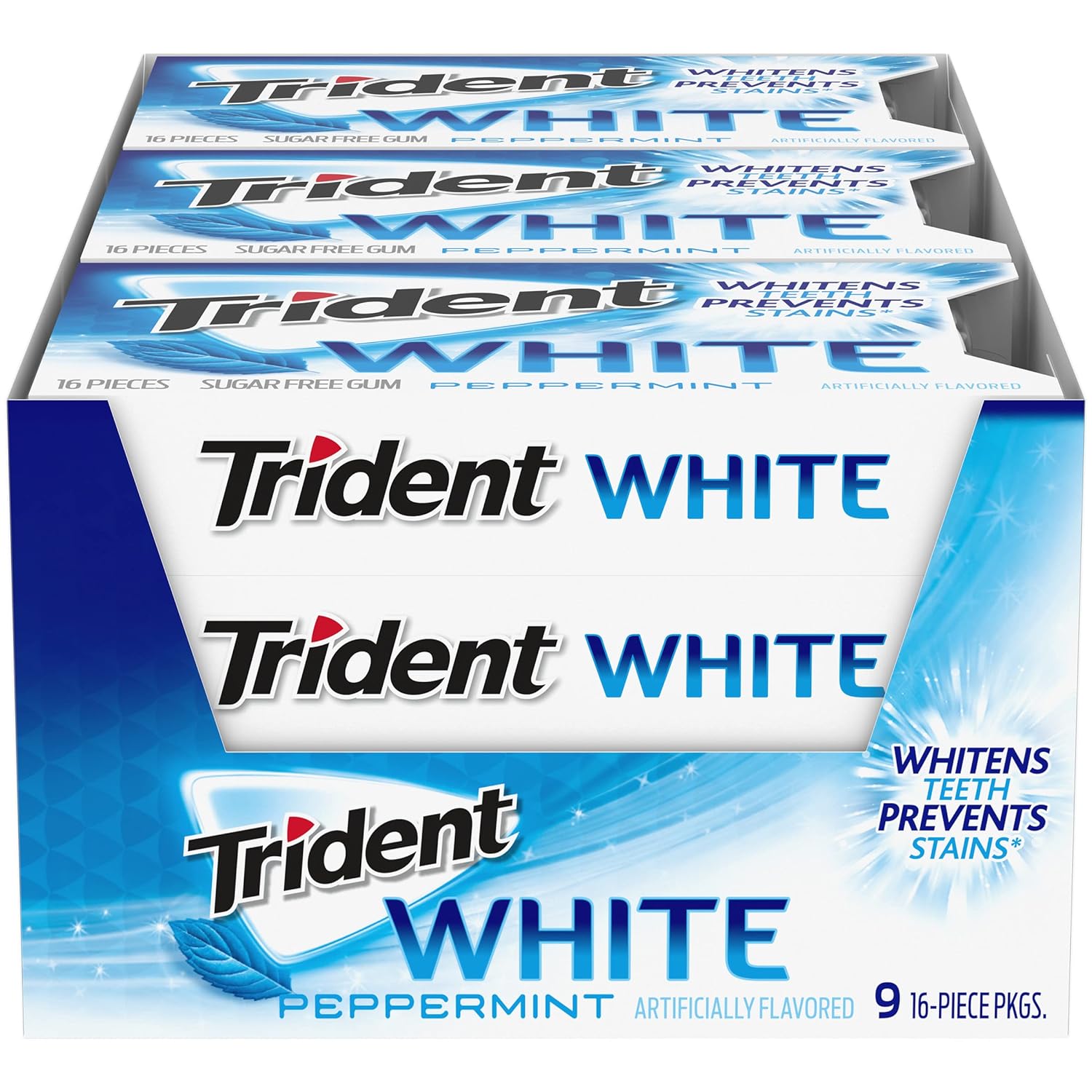 1-7-1.jpg Trident White Peppermint Sugar Free Gum, 16 Count - Image 1