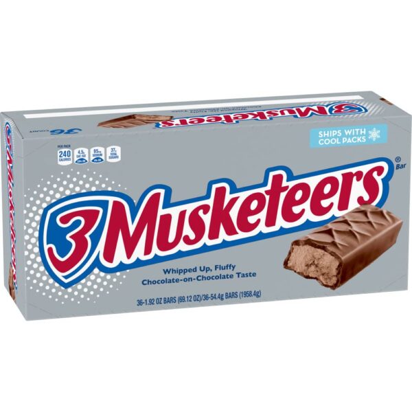 3 MUSKETEERS Candy Milk Chocolate Bars, Full Size (Pack of 36) Box