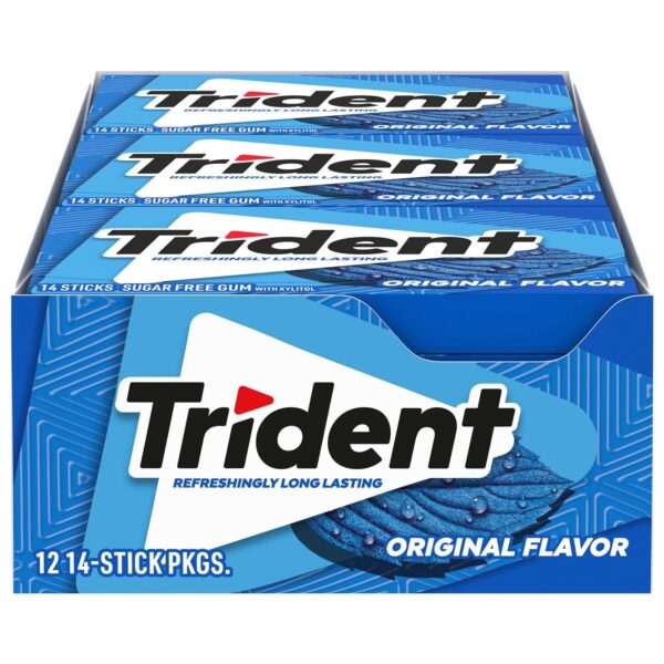 Trident Original Flavor Sugar Free Gum, 12 Packs of 14 Pieces
